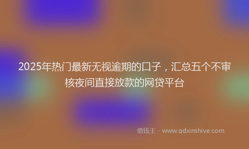 2025年热门最新无视逾期的口子，汇总五个不审核夜间直接放款的网贷平台