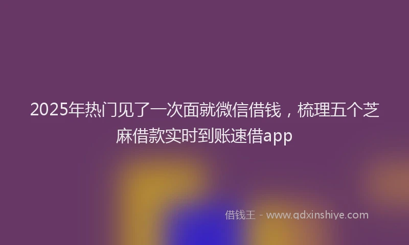 2025年热门见了一次面就微信借钱，梳理五个芝麻借款实时到账速借app