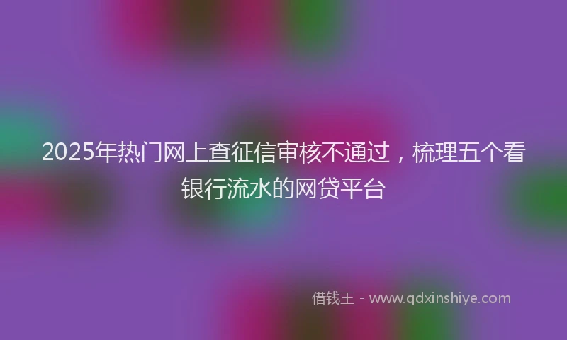 2025年热门网上查征信审核不通过，梳理五个看银行流水的网贷平台