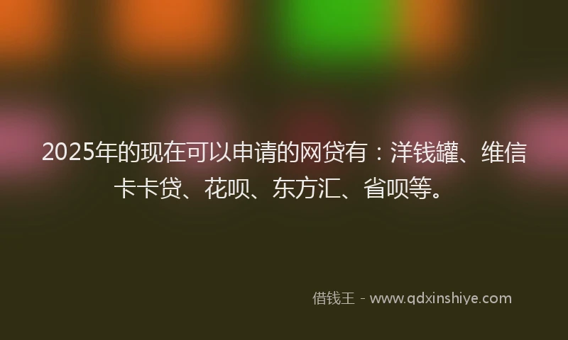 2025年的现在可以申请的网贷有：洋钱罐、维信卡卡贷、花呗、东方汇、省呗等。