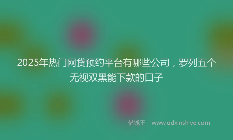 2025年热门网贷预约平台有哪些公司，罗列五个无视双黑能下款的口子