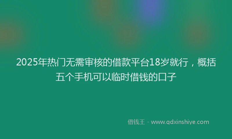 2025年热门无需审核的借款平台18岁就行，概括五个手机可以临时借钱的口子