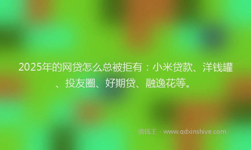 2025年的网贷怎么总被拒有：小米贷款、洋钱罐、投友圈、好期贷、融逸花等。
