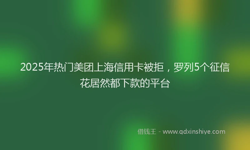2025年热门美团上海信用卡被拒，罗列5个征信花居然都下款的平台