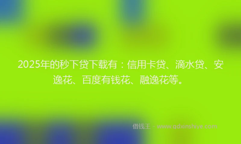 2025年的秒下贷下载有：信用卡贷、滴水贷、安逸花、百度有钱花、融逸花等。