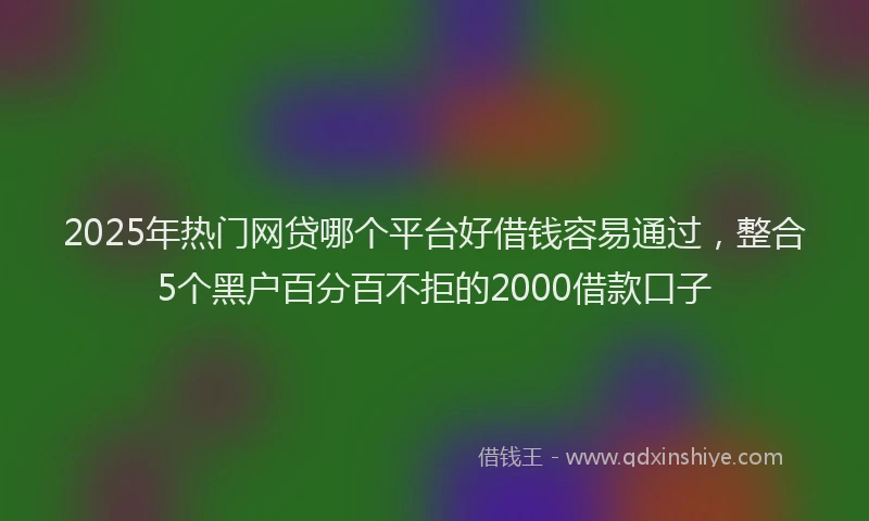 2025年热门网贷哪个平台好借钱容易通过，整合5个黑户百分百不拒的2000借款口子