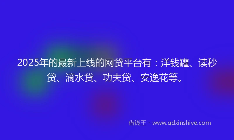 2025年的最新上线的网贷平台有：洋钱罐、读秒贷、滴水贷、功夫贷、安逸花等。