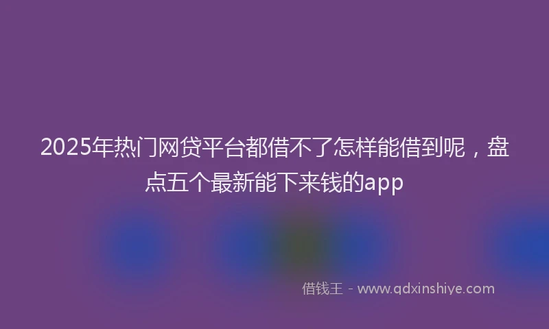 2025年热门网贷平台都借不了怎样能借到呢，盘点五个最新能下来钱的app