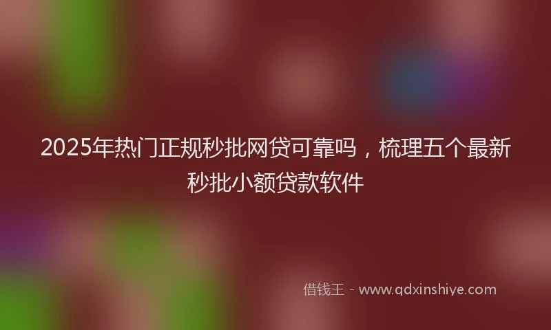 2025年热门正规秒批网贷可靠吗，梳理五个最新秒批小额贷款软件