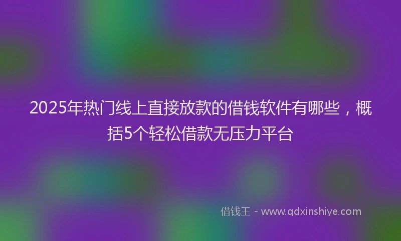 2025年热门线上直接放款的借钱软件有哪些，概括5个轻松借款无压力平台