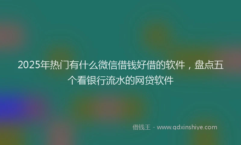 2025年热门有什么微信借钱好借的软件，盘点五个看银行流水的网贷软件