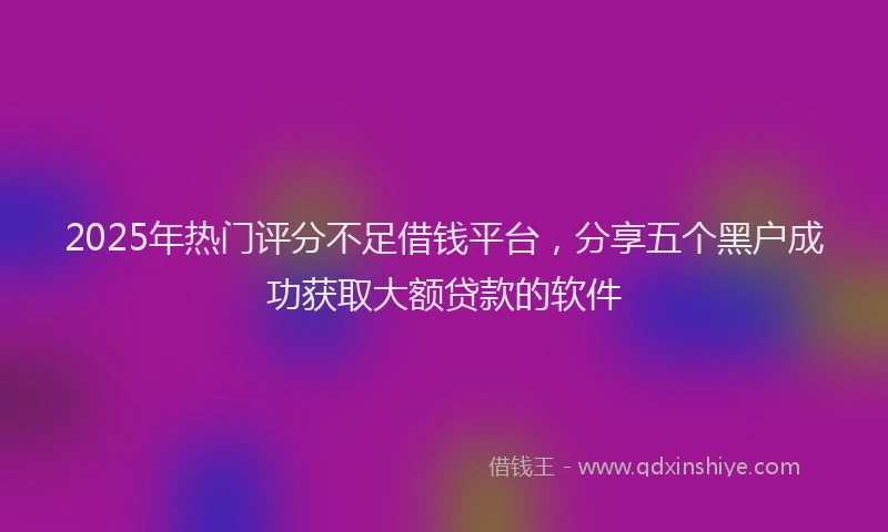 2025年热门评分不足借钱平台，分享五个黑户成功获取大额贷款的软件
