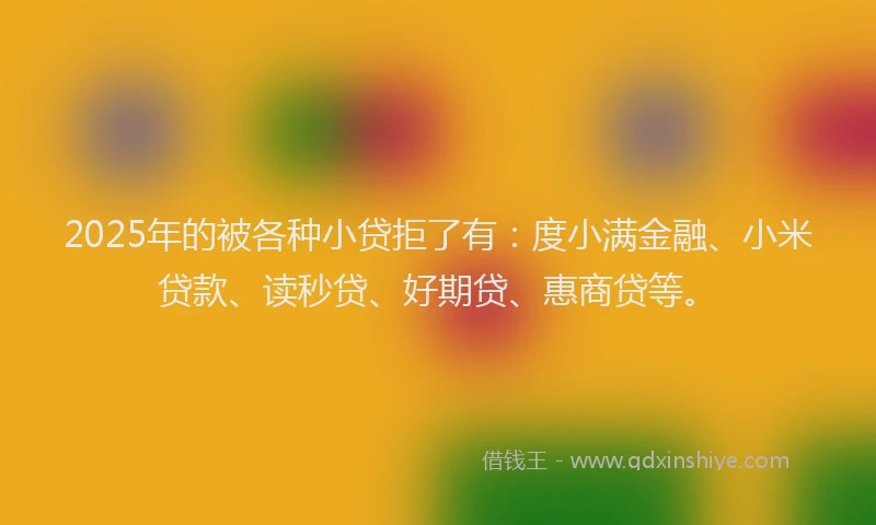 2025年的被各种小贷拒了有：度小满金融、小米贷款、读秒贷、好期贷、惠商贷等。