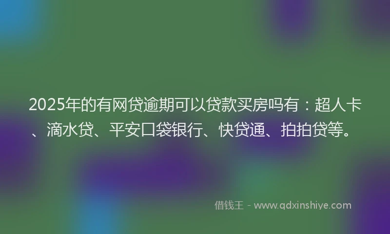 2025年的有网贷逾期可以贷款买房吗有：超人卡、滴水贷、平安口袋银行、快贷通、拍拍贷等。
