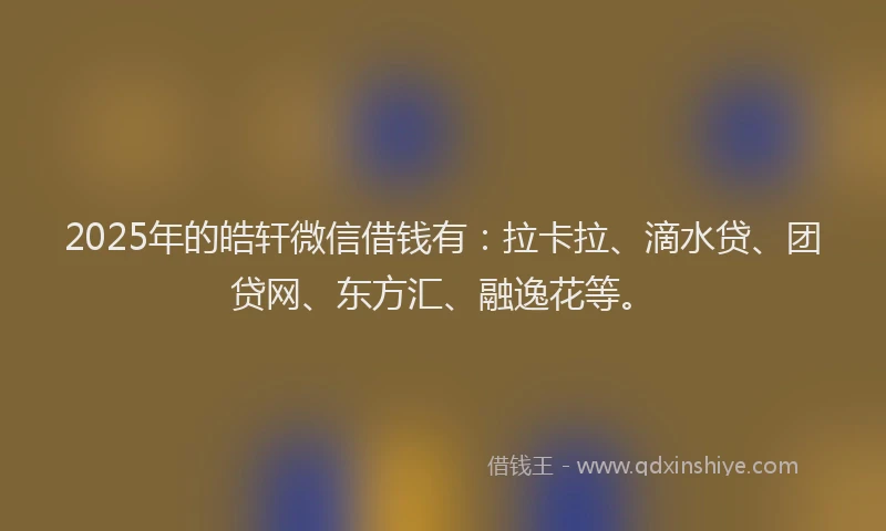 2025年的皓轩微信借钱有：拉卡拉、滴水贷、团贷网、东方汇、融逸花等。