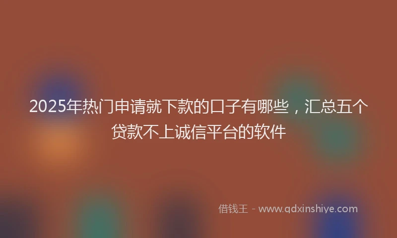 2025年热门申请就下款的口子有哪些，汇总五个贷款不上诚信平台的软件