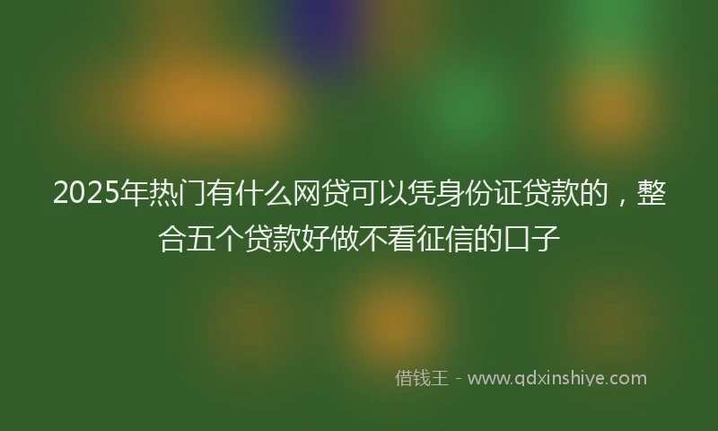 2025年热门有什么网贷可以凭身份证贷款的，整合五个贷款好做不看征信的口子