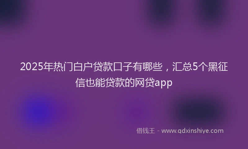 2025年热门白户贷款口子有哪些，汇总5个黑征信也能贷款的网贷app