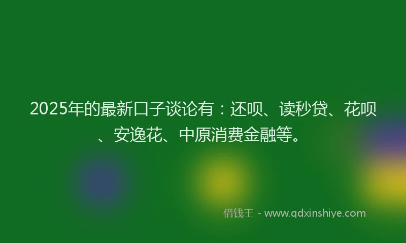 2025年的最新口子谈论有：还呗、读秒贷、花呗、安逸花、中原消费金融等。
