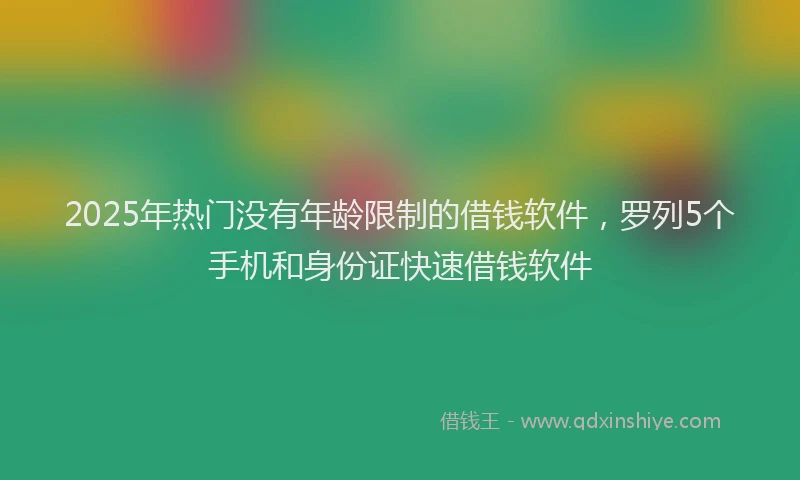 2025年热门没有年龄限制的借钱软件，罗列5个手机和身份证快速借钱软件