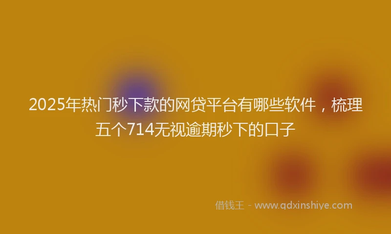 2025年热门秒下款的网贷平台有哪些软件，梳理五个714无视逾期秒下的口子