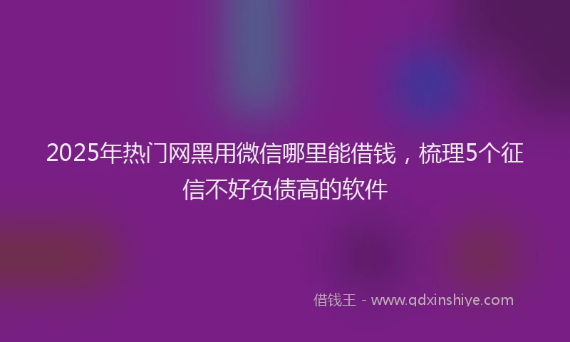 2025年热门网黑用微信哪里能借钱，梳理5个征信不好负债高的软件