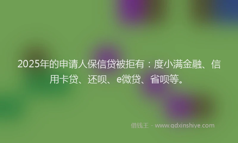 2025年的申请人保信贷被拒有：度小满金融、信用卡贷、还呗、e微贷、省呗等。