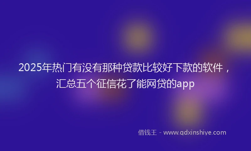 2025年热门有没有那种贷款比较好下款的软件，汇总五个征信花了能网贷的app