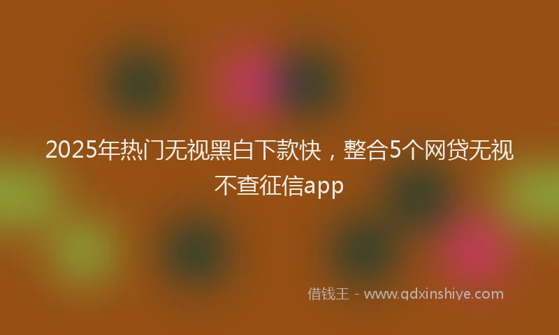 2025年热门无视黑白下款快，整合5个网贷无视不查征信app