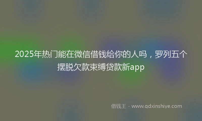 2025年热门能在微信借钱给你的人吗，罗列五个摆脱欠款束缚贷款新app