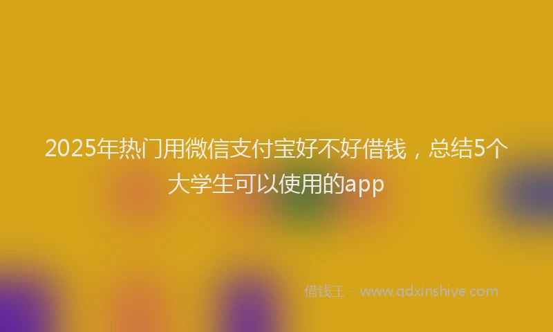 2025年热门用微信支付宝好不好借钱，总结5个大学生可以使用的app