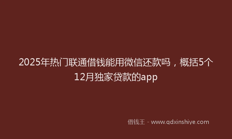 2025年热门联通借钱能用微信还款吗，概括5个12月独家贷款的app