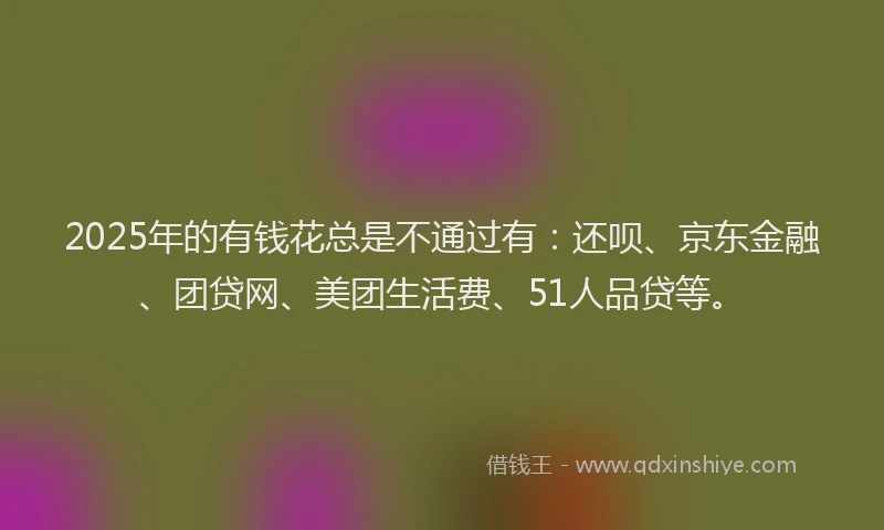 2025年的有钱花总是不通过有：还呗、京东金融、团贷网、美团生活费、51人品贷等。
