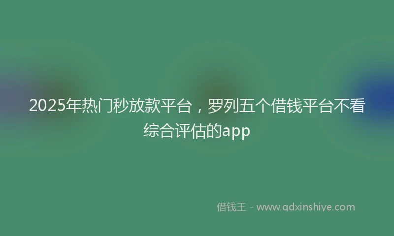2025年热门秒放款平台，罗列五个借钱平台不看综合评估的app