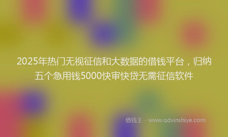 2025年热门无视征信和大数据的借钱平台，归纳五个急用钱5000快审快贷无需征信软件