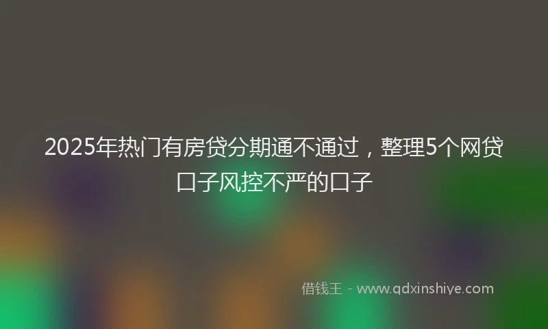 2025年热门有房贷分期通不通过，整理5个网贷口子风控不严的口子