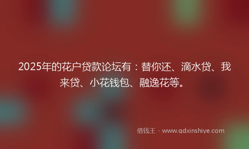 2025年的花户贷款论坛有：替你还、滴水贷、我来贷、小花钱包、融逸花等。