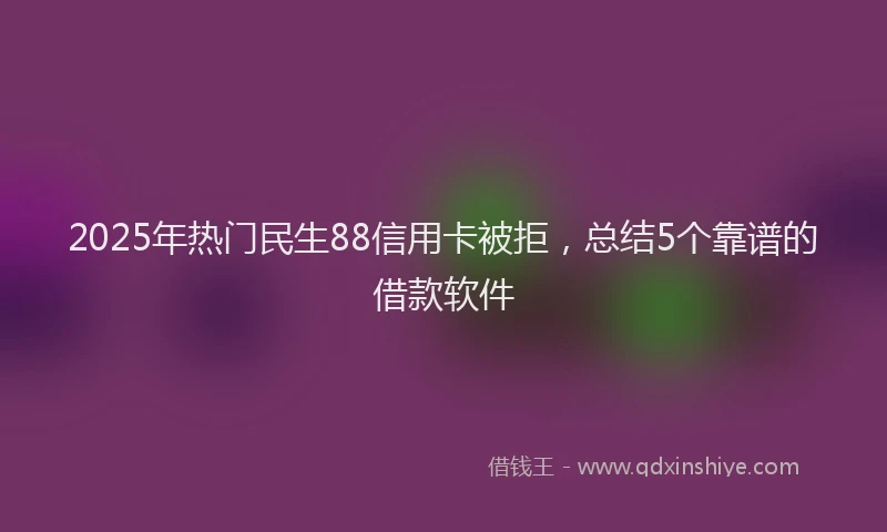 2025年热门民生88信用卡被拒，总结5个靠谱的借款软件