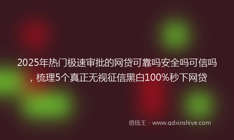 2025年热门极速审批的网贷可靠吗安全吗可信吗，梳理5个真正无视征信黑白100%秒下网贷