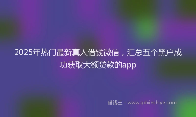 2025年热门最新真人借钱微信，汇总五个黑户成功获取大额贷款的app