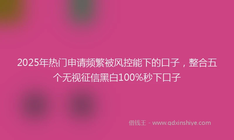 2025年热门申请频繁被风控能下的口子，整合五个无视征信黑白100%秒下口子