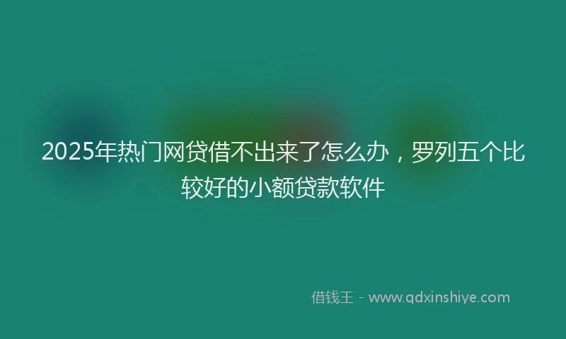 2025年热门网贷借不出来了怎么办，罗列五个比较好的小额贷款软件