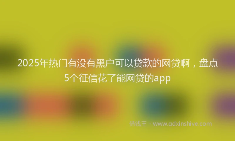 2025年热门有没有黑户可以贷款的网贷啊，盘点5个征信花了能网贷的app
