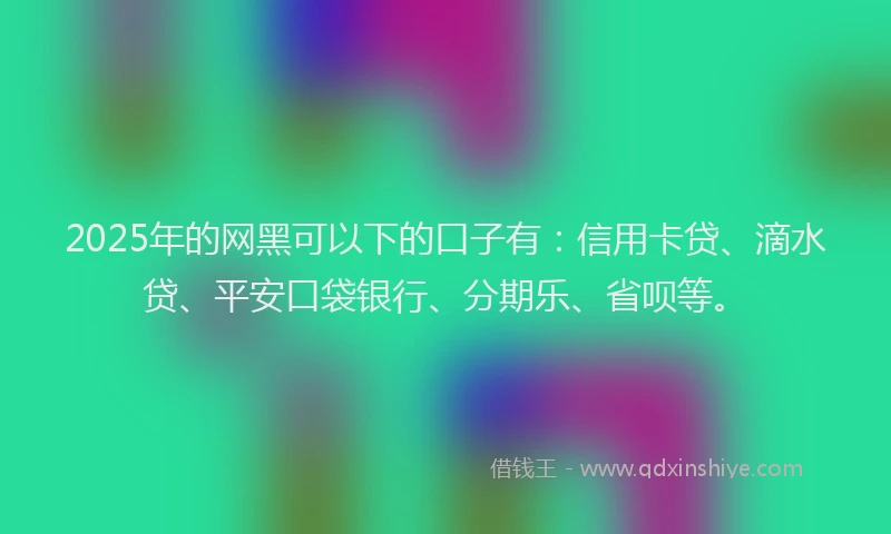 2025年的网黑可以下的口子有：信用卡贷、滴水贷、平安口袋银行、分期乐、省呗等。