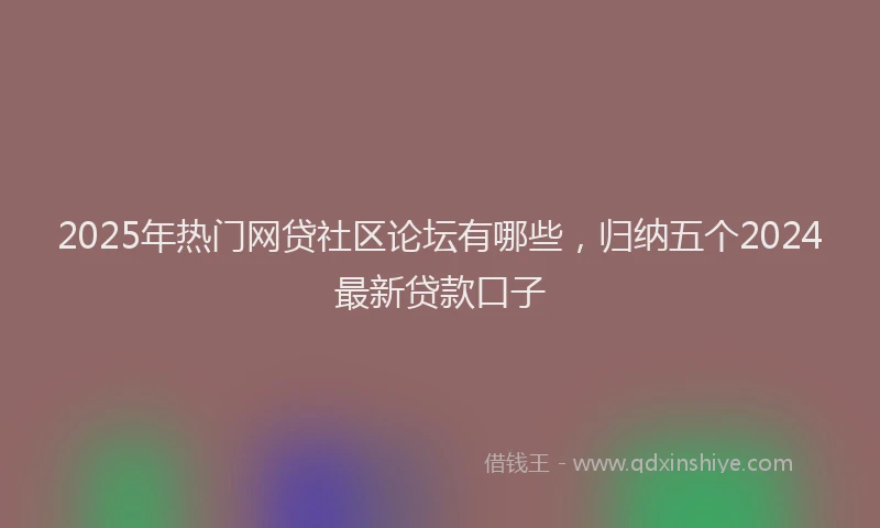 2025年热门网贷社区论坛有哪些，归纳五个2024最新贷款口子