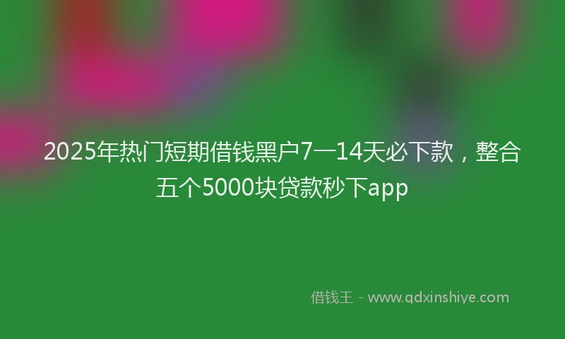2025年热门短期借钱黑户7一14天必下款，整合五个5000块贷款秒下app