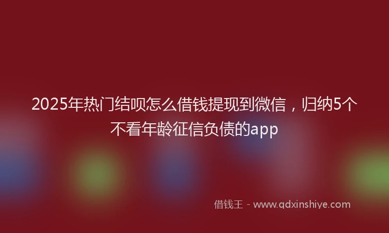 2025年热门结呗怎么借钱提现到微信，归纳5个不看年龄征信负债的app