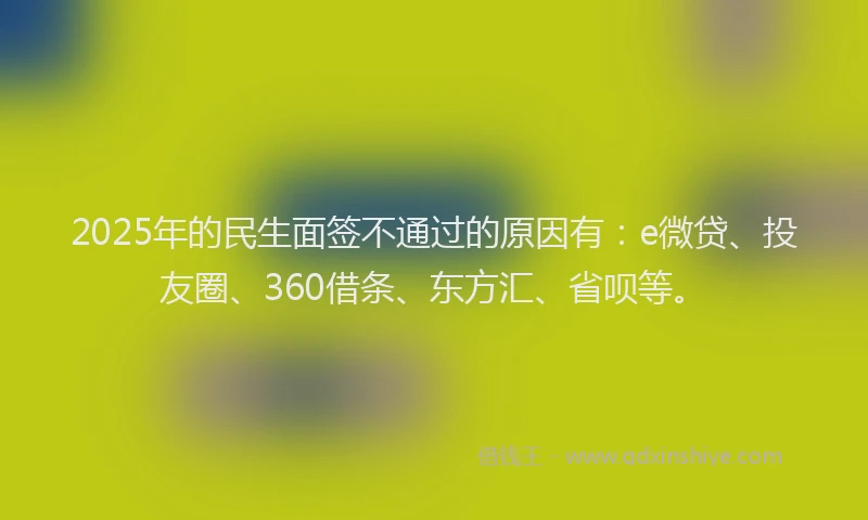 2025年的民生面签不通过的原因有：e微贷、投友圈、360借条、东方汇、省呗等。