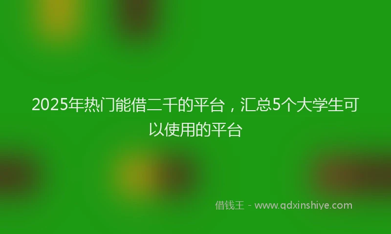2025年热门能借二千的平台，汇总5个大学生可以使用的平台