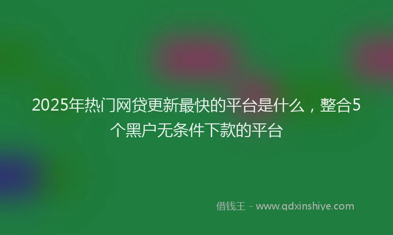 2025年热门网贷更新最快的平台是什么，整合5个黑户无条件下款的平台